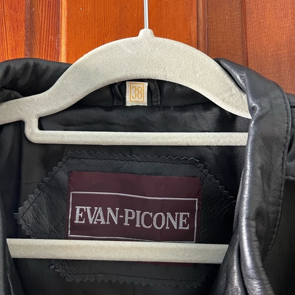 Evan-Picone Genuine Leather Jacket Black Bomber Moto Style Size 38 Medium Large - Picture 3 of 10